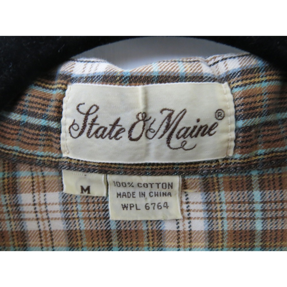 Vintage State of Maine Brown Plaid Cotton Nightshirt Nightgown Womens Medium - Picture 3 of 7